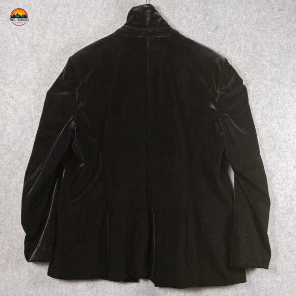 INC International Concepts Velvet Blazer Jacket Black Velour Women's Size XL - Picture 2 of 12